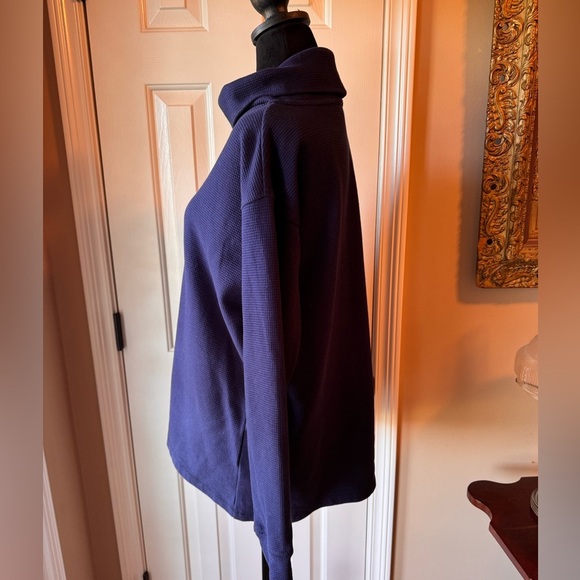 Lands’ End Women's waffle Navy Turtleneck Sweater - Picture 11 of 11